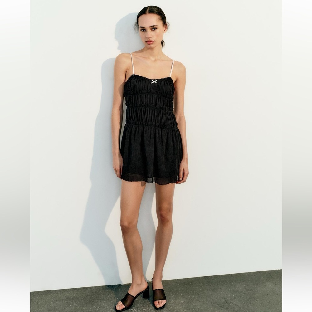 Zara Little Bow Textured Dress